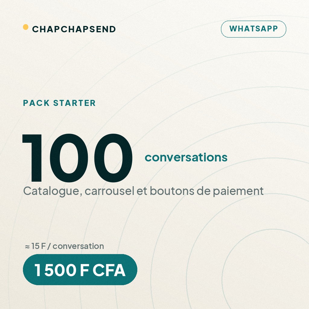 WhatsApp Business Starter — 100 conversations incluses