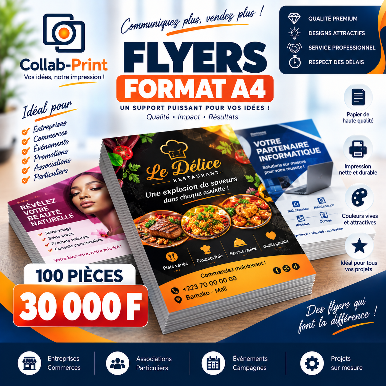 Flyers format A4  lot de 100 pièces