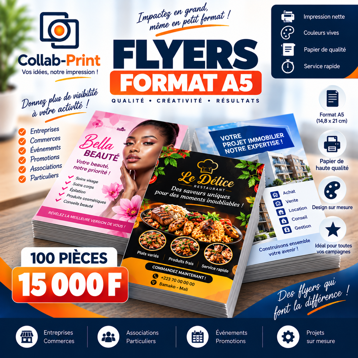 Flyers format A5  100 pièces