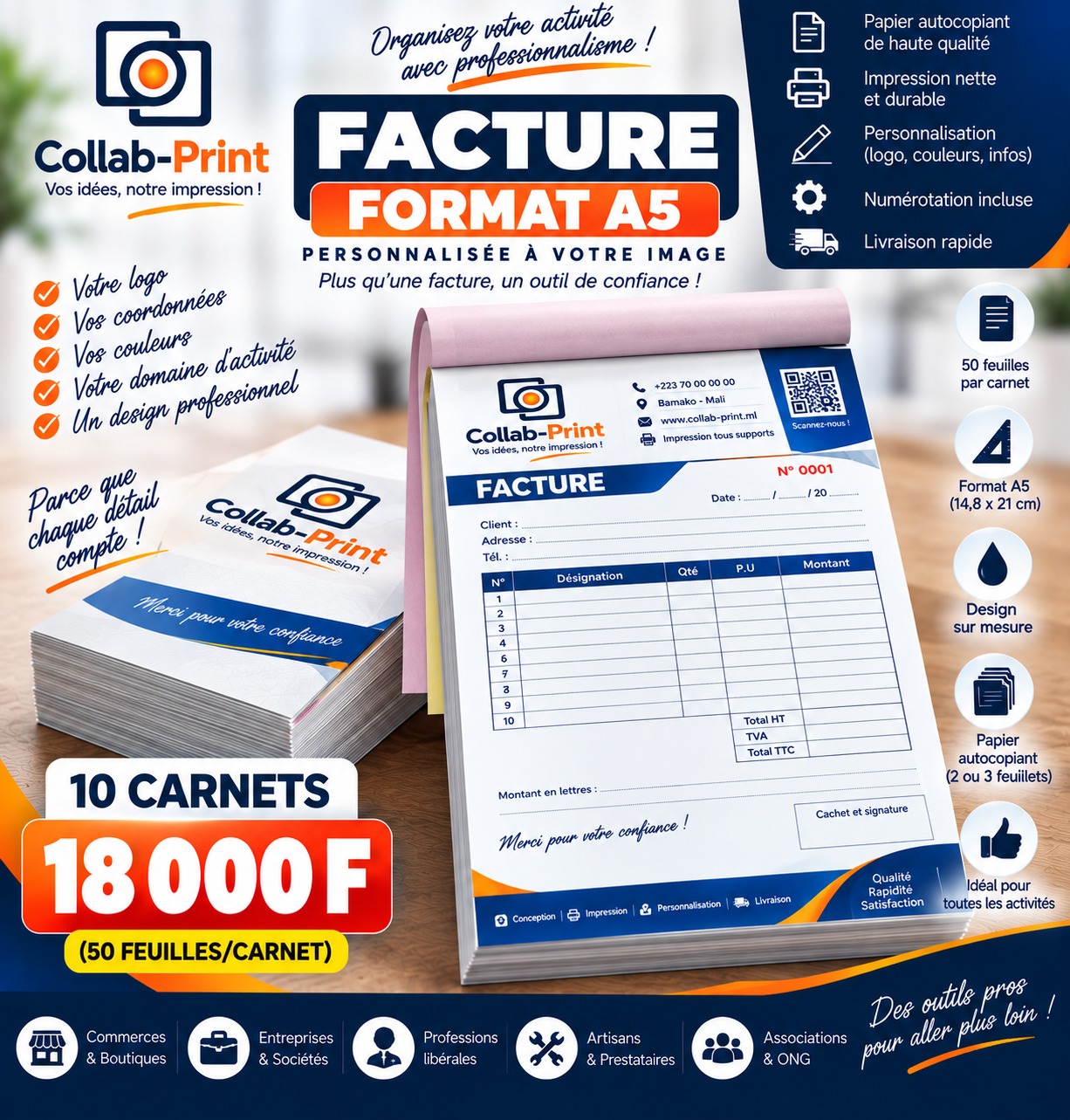 Factures  10 carnet A5 personnalisé