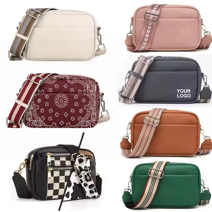Pochette à bandoulière homme motif damier brun et vert